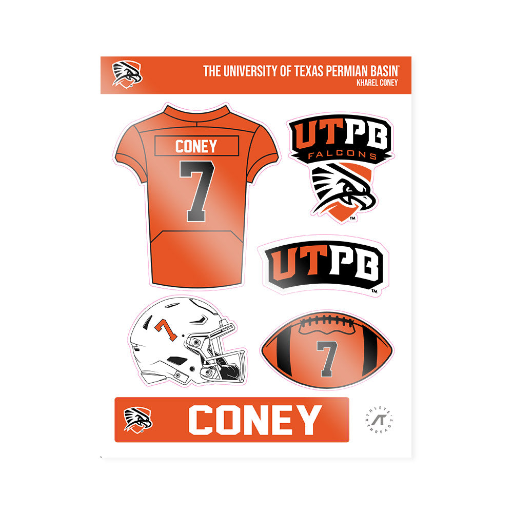 UTPB - NCAA Football : Kharel Coney - Sticker Sheet-0