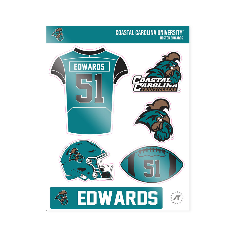 Coastal Carolina - NCAA Football : Heston Edwards - Sticker Sheet-0