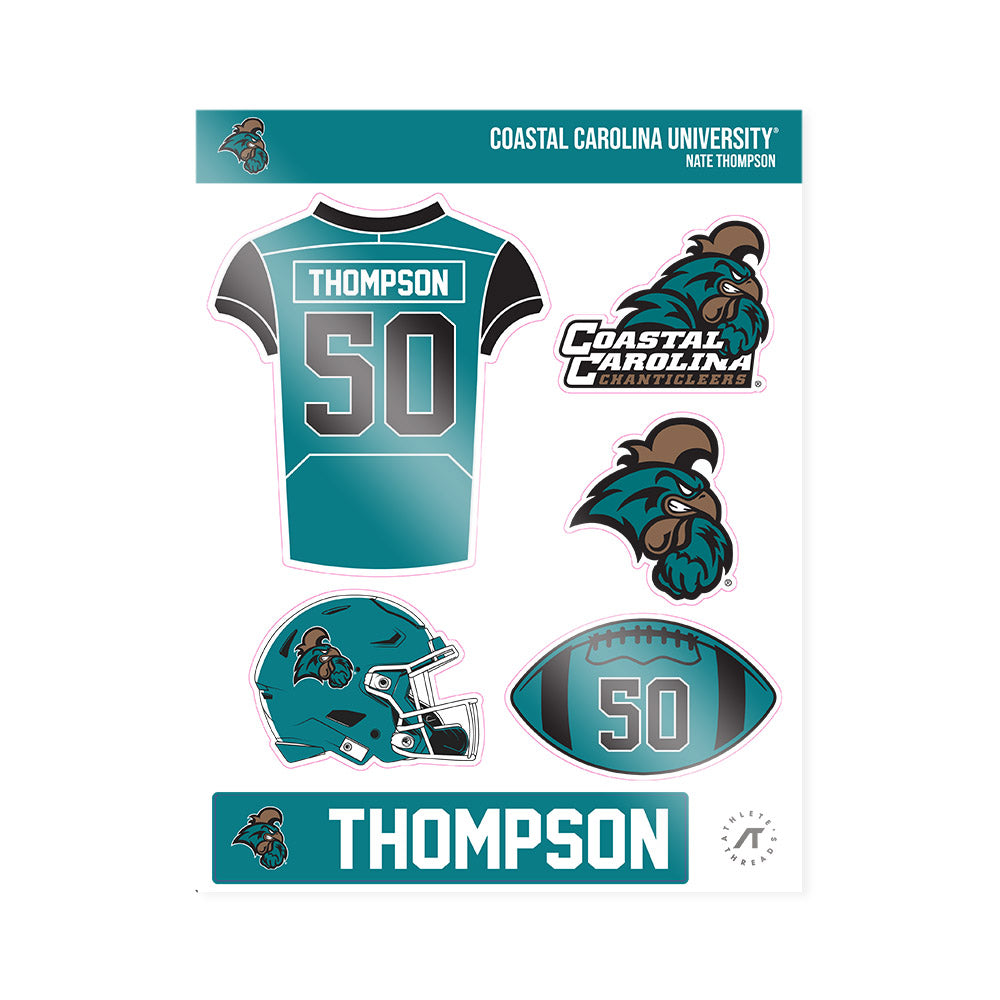 Coastal Carolina - NCAA Football : Nate Thompson - Sticker Sheet-0