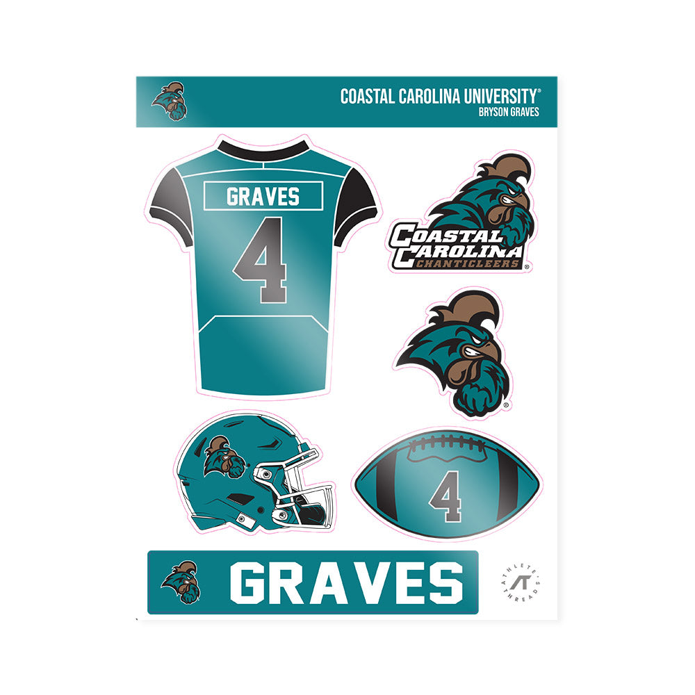 Coastal Carolina - NCAA Football : Bryson Graves - Sticker Sheet-0