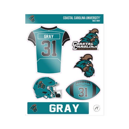 Coastal Carolina - NCAA Football : Walt Gray - Sticker Sheet-0