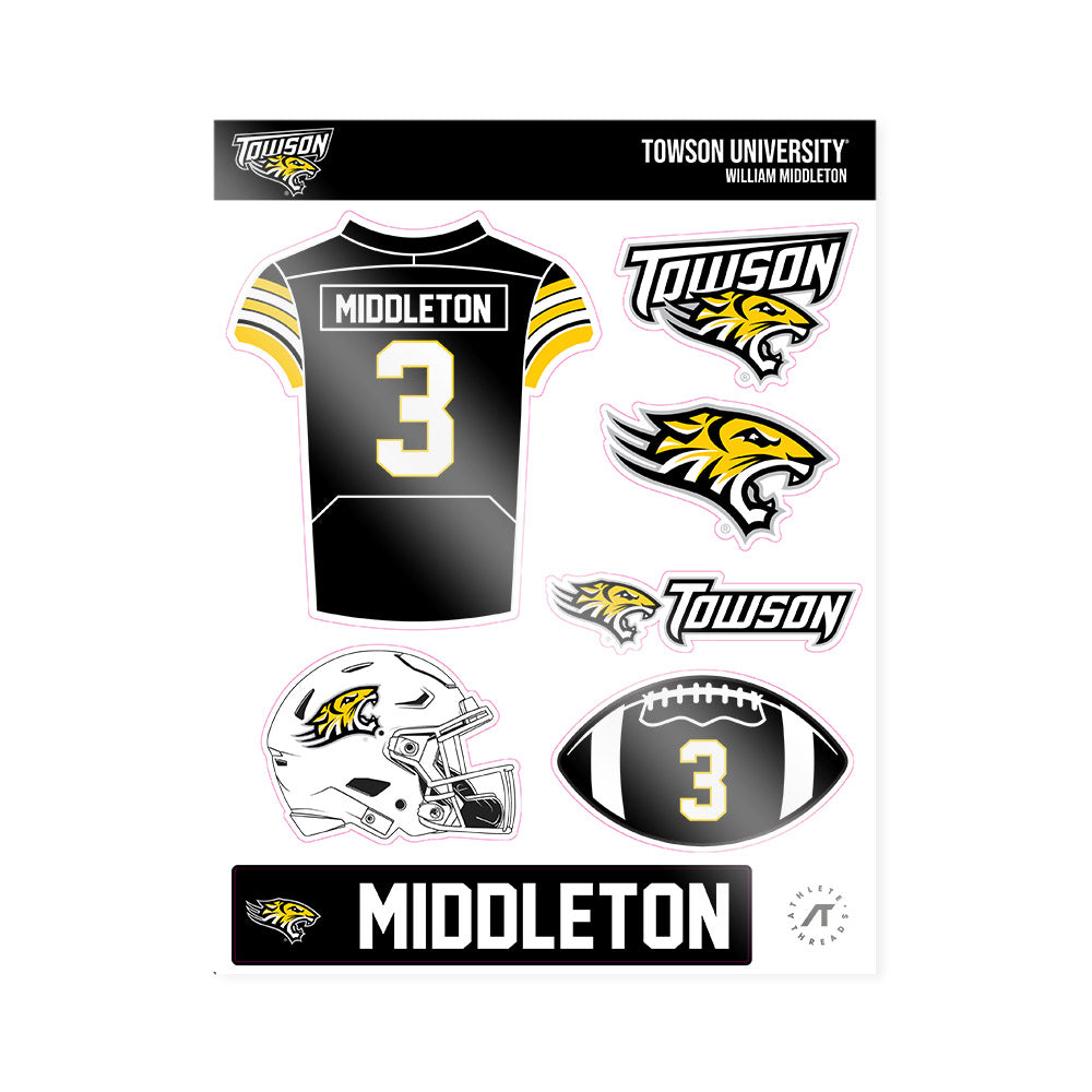 Towson - NCAA Football : William Middleton - Sticker Sheet-0