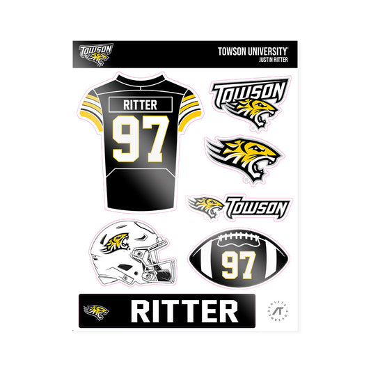 Towson - NCAA Football : Justin Ritter - Sticker Sheet-0