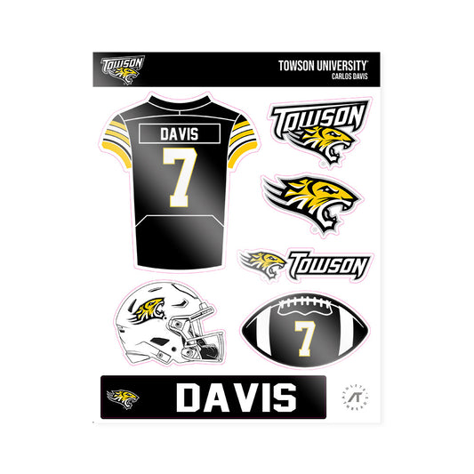 Towson - NCAA Football : Carlos Davis - Sticker Sheet-0