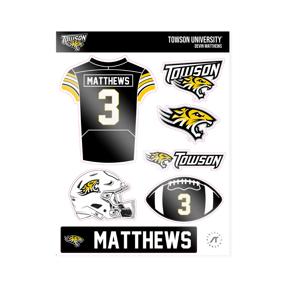 Towson - NCAA Football : Devin Matthews - Sticker Sheet-0