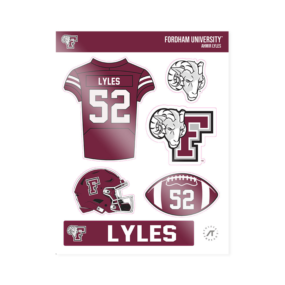 Fordham - NCAA Football : Ahmir Lyles - Sticker Sheet-0