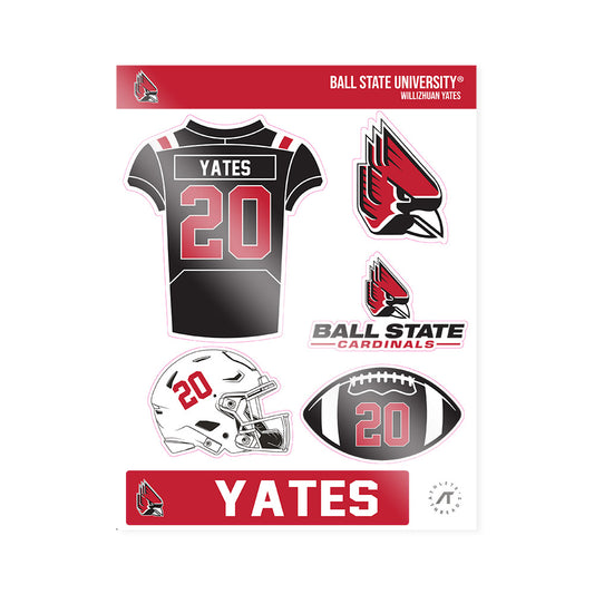 Ball State - NCAA Football : Willizhuan Yates - Sticker Sheet-0