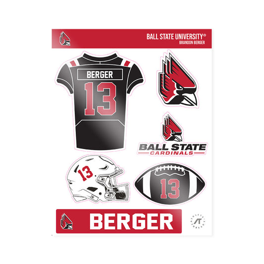 Ball State - NCAA Football : Brandon Berger - Sticker Sheet-0