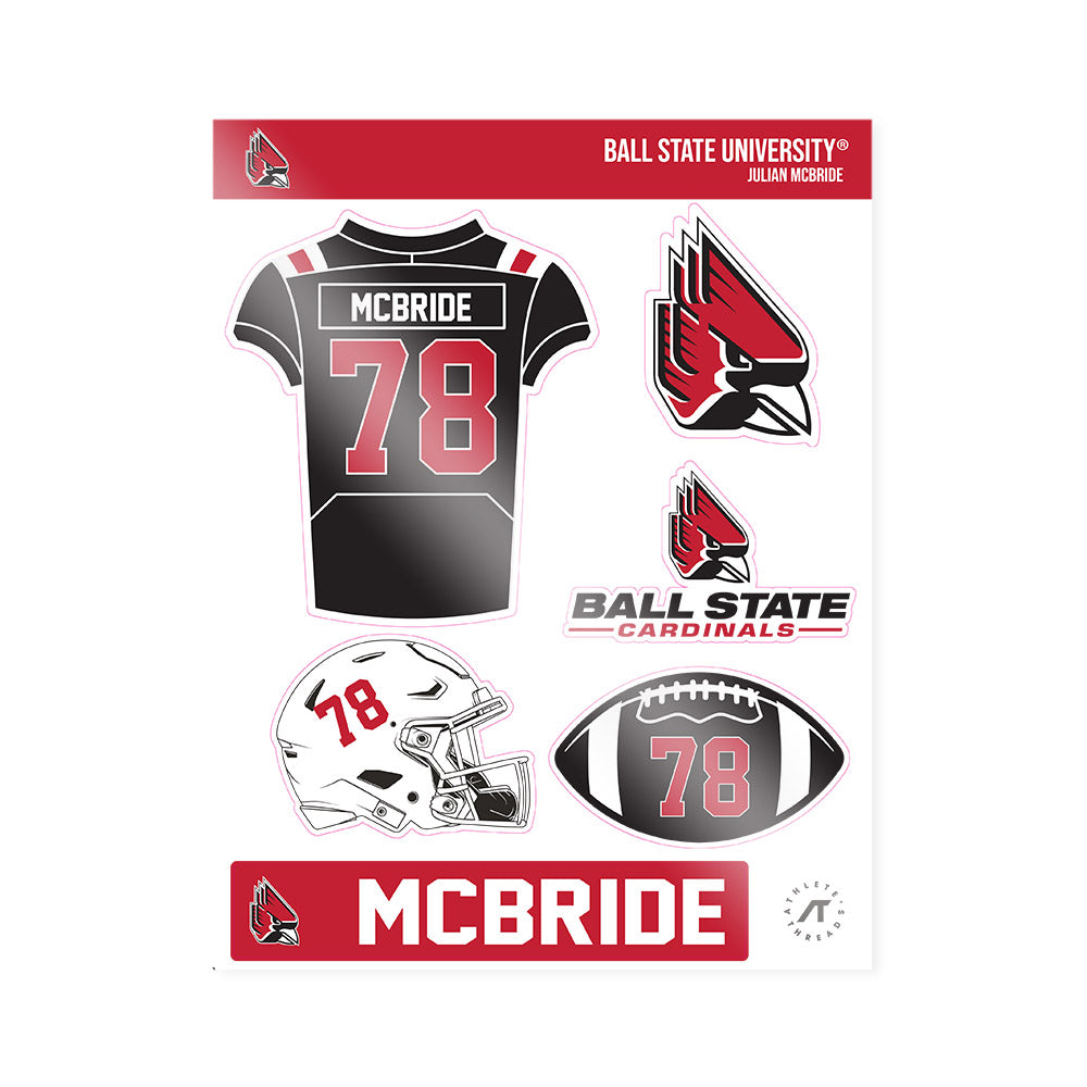 Ball State - NCAA Football : Julian McBride - Sticker Sheet-0