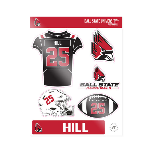 Ball State - NCAA Football : Austin Hill - Sticker Sheet-0