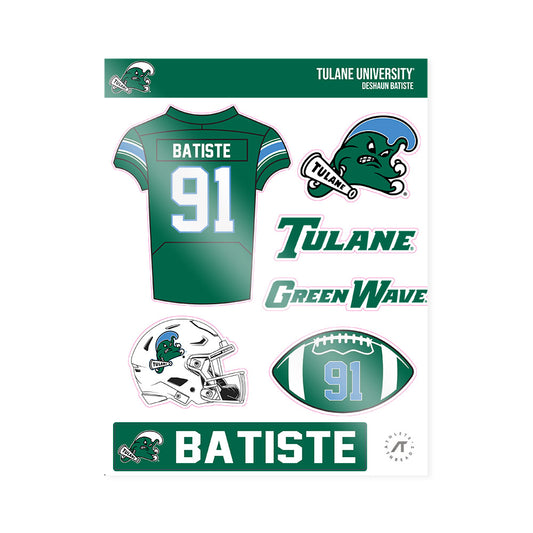 Tulane - NCAA Football : Deshaun Batiste - Sticker Sheet-0