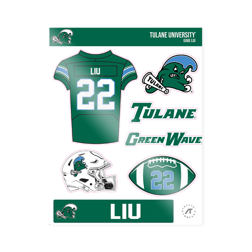 Tulane - NCAA Football : Gabe Liu - Sticker Sheet-0