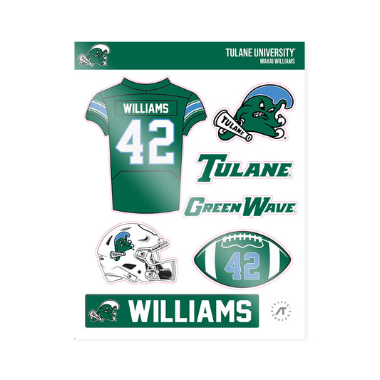 Tulane - NCAA Football : Makai Williams - Sticker Sheet-0