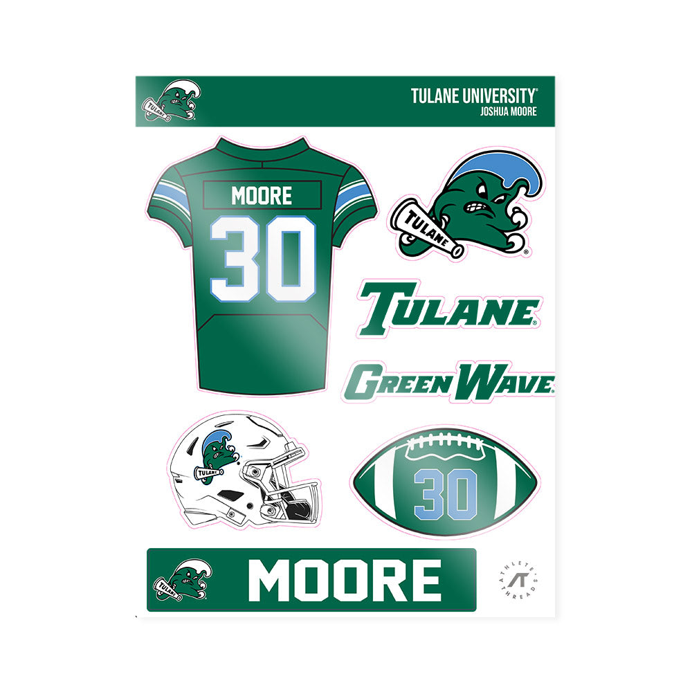 Tulane - NCAA Football : Joshua Moore - Sticker Sheet-0