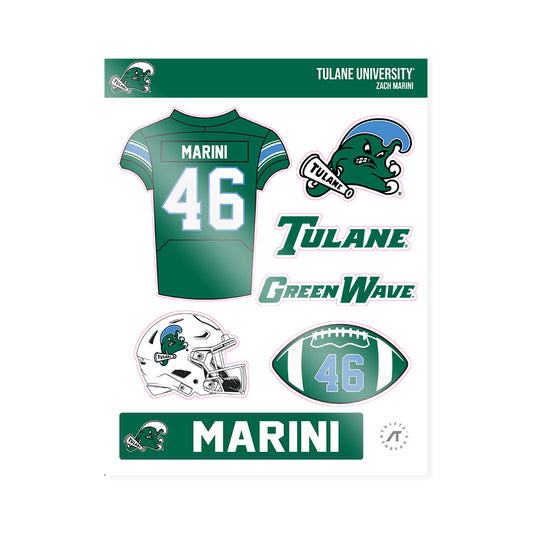 Tulane - NCAA Football : Zach Marini - Sticker Sheet-0