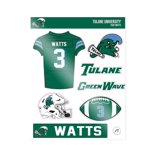 Tulane - NCAA Football : Phat Watts - Sticker Sheet-0