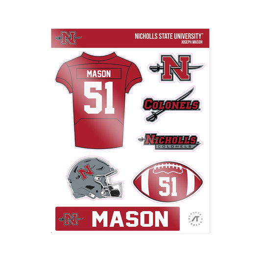 Nicholls State - NCAA Football : Joseph Mason - Sticker Sheet-0