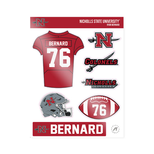 Nicholls State - NCAA Football : Ryan Bernard - Sticker Sheet-0