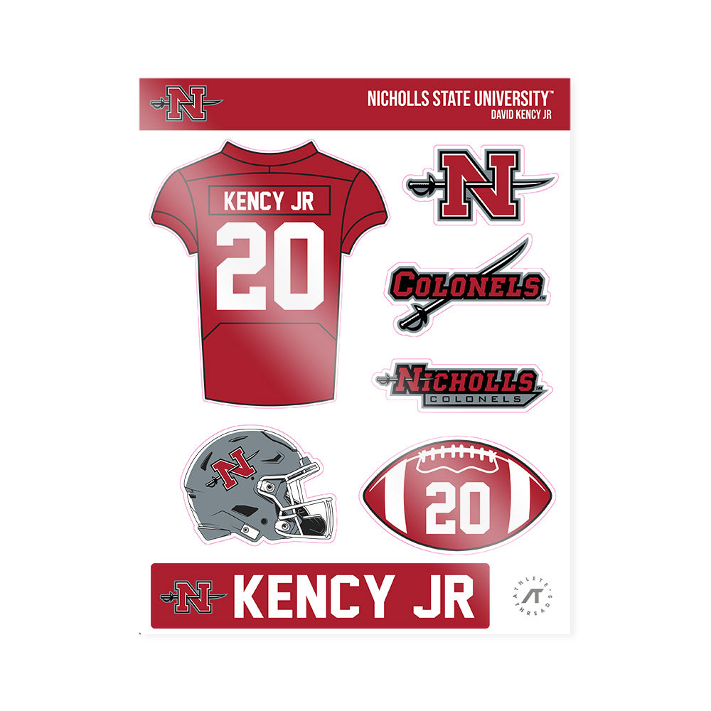 Nicholls State - NCAA Football : David Kency Jr - Sticker Sheet-0