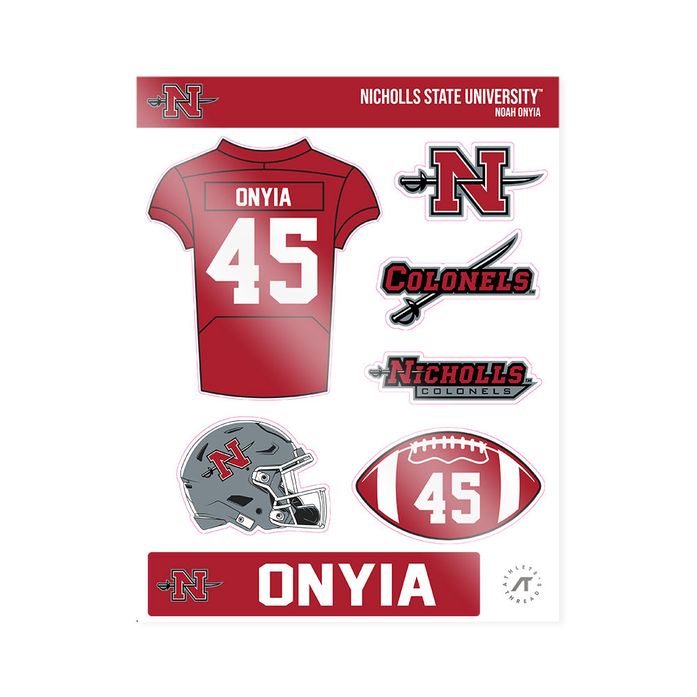 Nicholls State - NCAA Football : Noah Onyia - Sticker Sheet-0