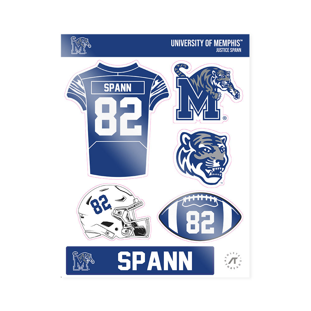 Memphis - NCAA Football : Justice Spann - Sticker Sheet-0