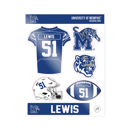 Memphis - NCAA Football : Taccofah Lewis - Sticker Sheet-0