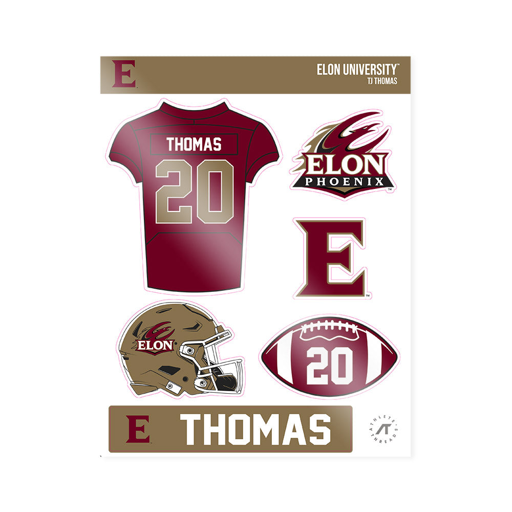 Elon - NCAA Football : TJ Thomas - Sticker Sheet-0