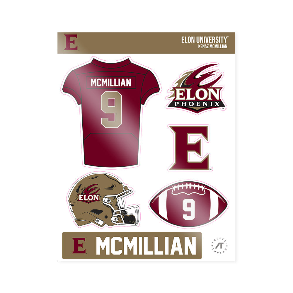 Elon - NCAA Football : Kenaz McMillian - Sticker Sheet-0