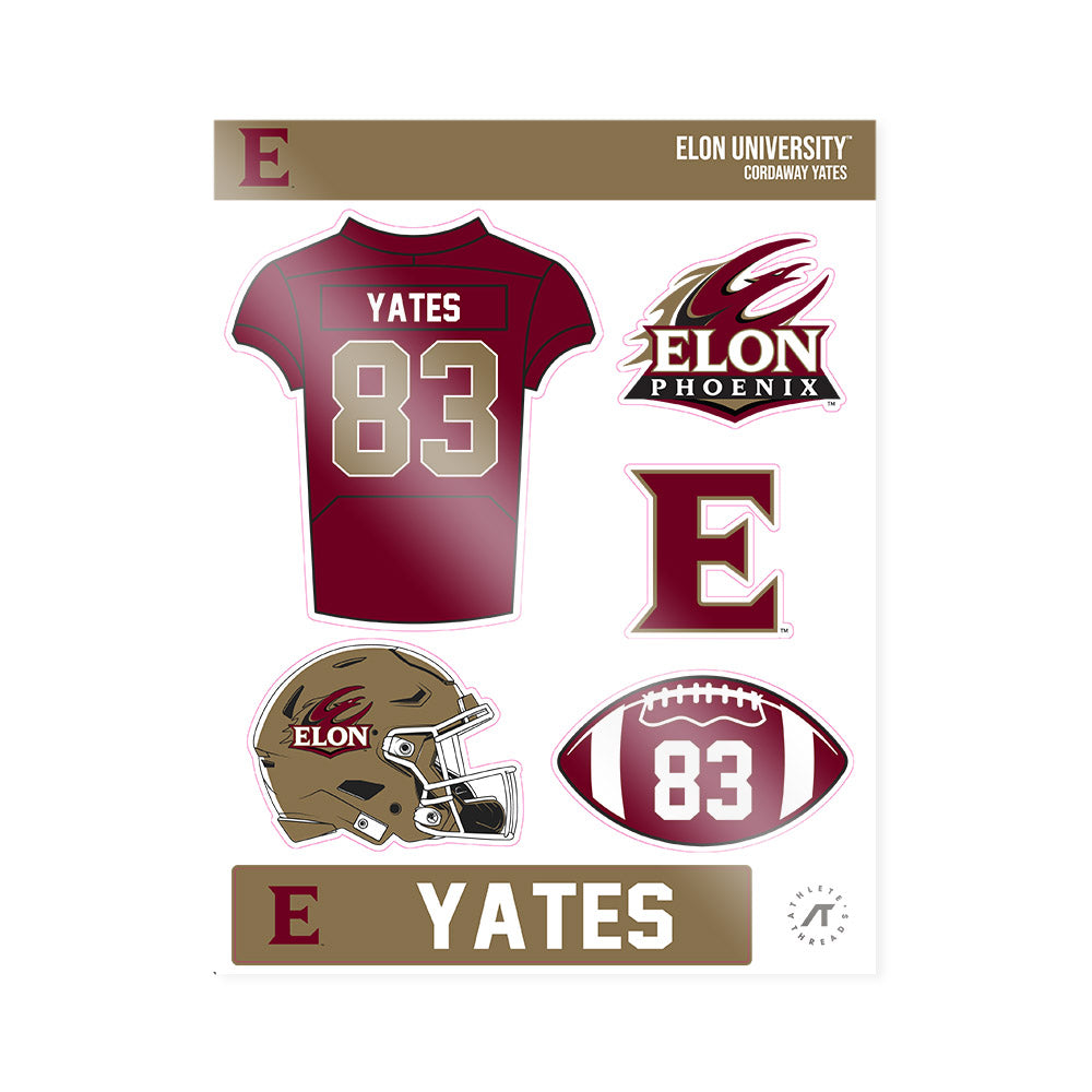 Elon - NCAA Football : Cordaway Yates - Sticker Sheet-0