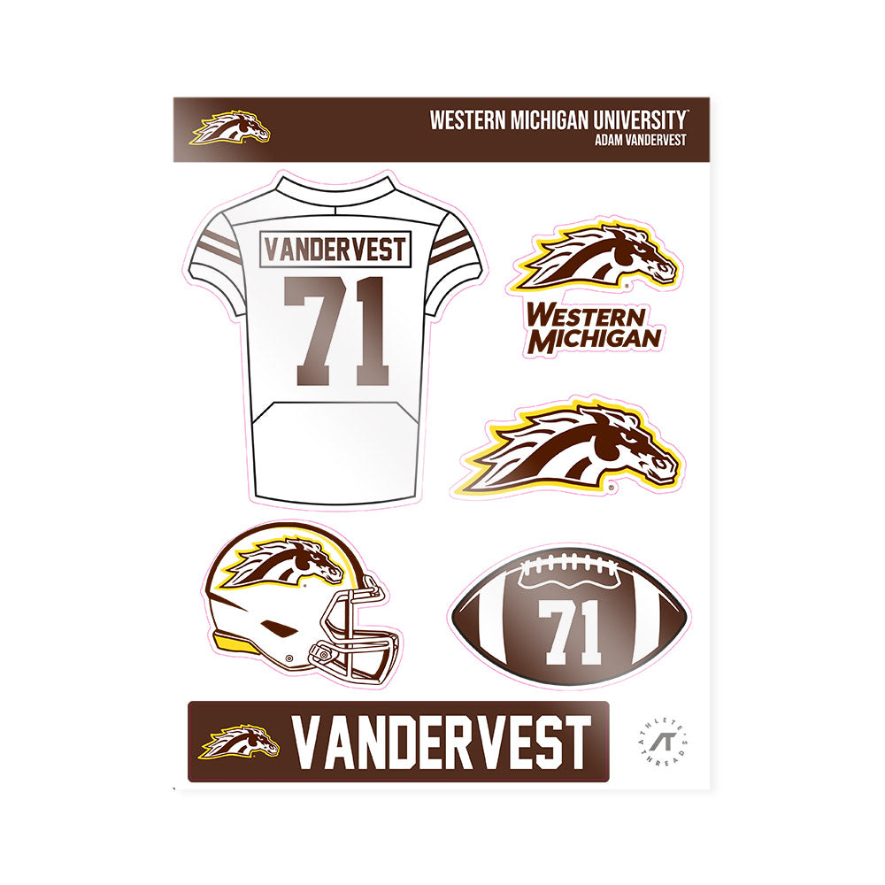 Western Michigan - NCAA Football : Adam Vandervest - Sticker Sheet-0