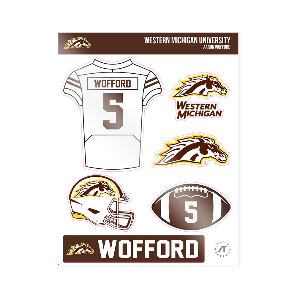 Western Michigan - NCAA Football : Aaron Wofford - Sticker Sheet-0
