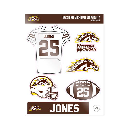 Western Michigan - NCAA Football : Justin Jones - Sticker Sheet-0