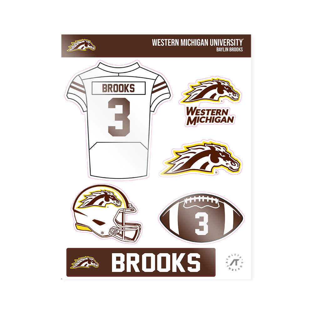 Western Michigan - NCAA Football : Baylin Brooks - Sticker Sheet-0