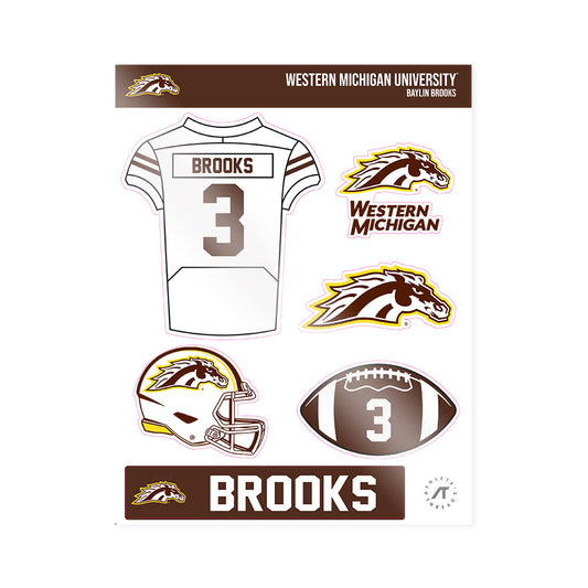 Western Michigan - NCAA Football : Baylin Brooks - Sticker Sheet-0