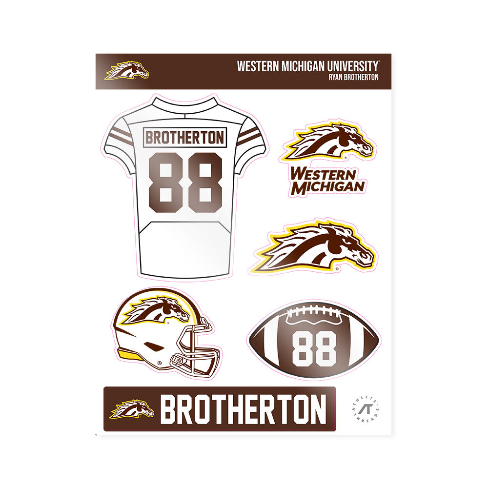 Western Michigan - NCAA Football : Ryan Brotherton - Sticker Sheet-0
