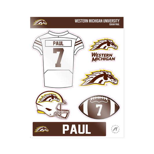 Western Michigan - NCAA Football : Isaiah Paul - Sticker Sheet-0