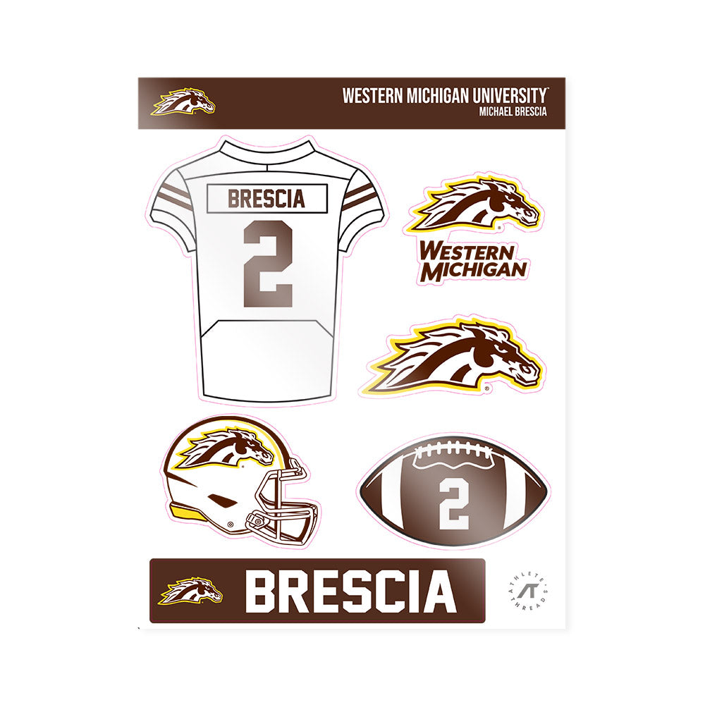 Western Michigan - NCAA Football : Michael Brescia - Sticker Sheet-0