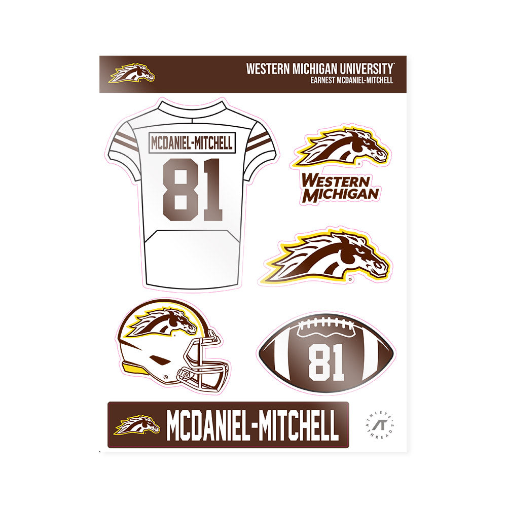 Western Michigan - NCAA Football : Earnest McDaniel-Mitchell - Sticker Sheet-0