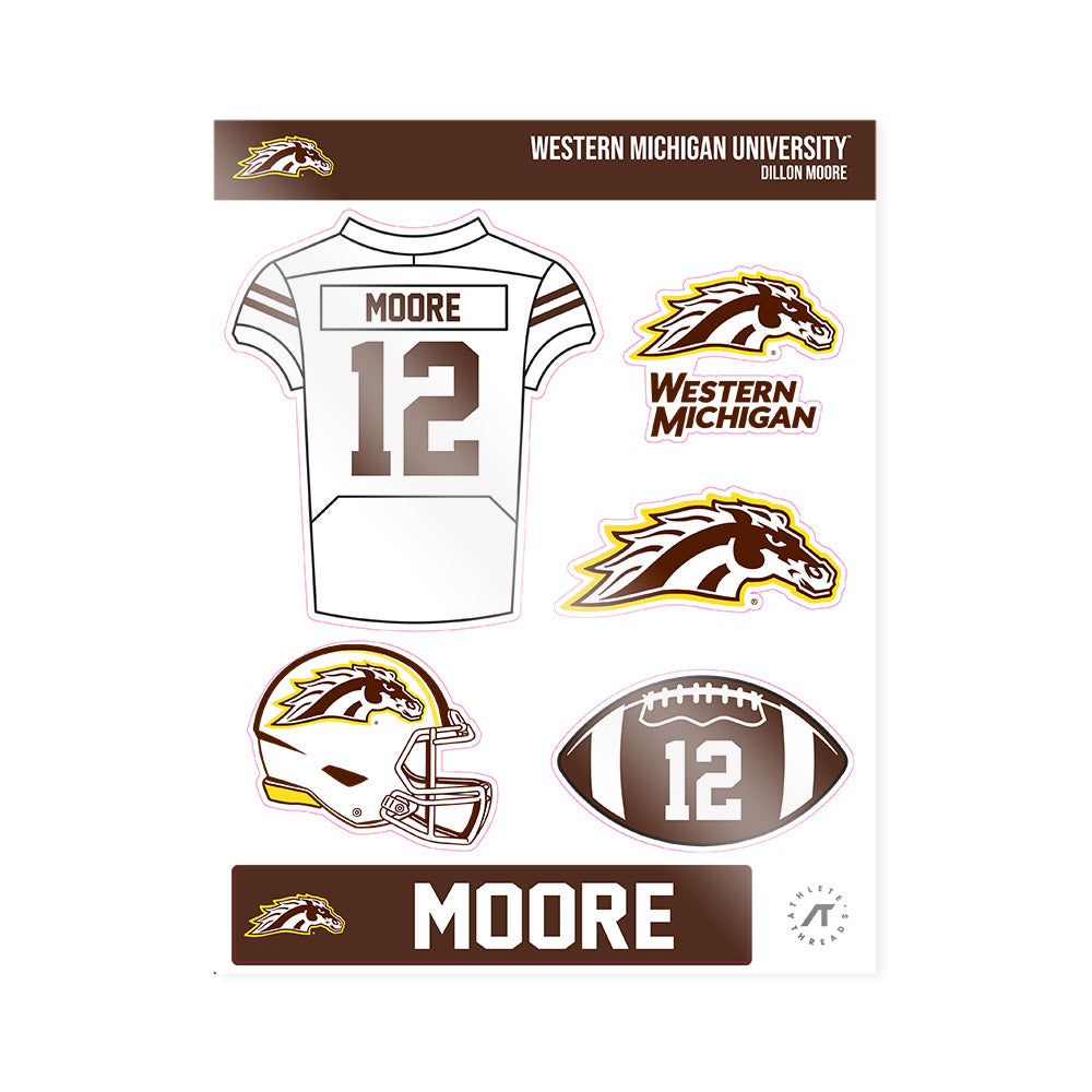 Western Michigan - NCAA Football : Dillon Moore - Sticker Sheet-0