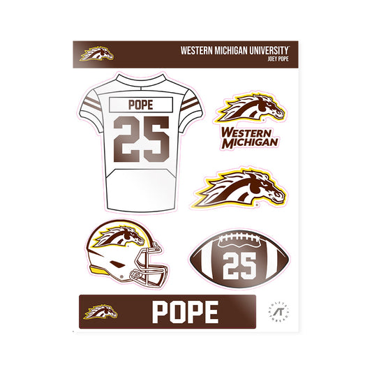 Western Michigan - NCAA Football : Joey Pope - Sticker Sheet-0
