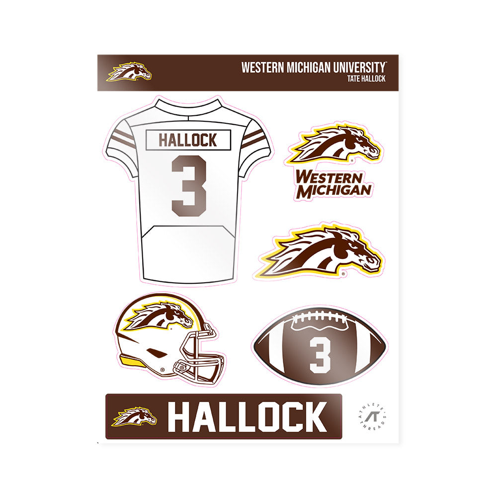 Western Michigan - NCAA Football : Tate Hallock - Sticker Sheet-0