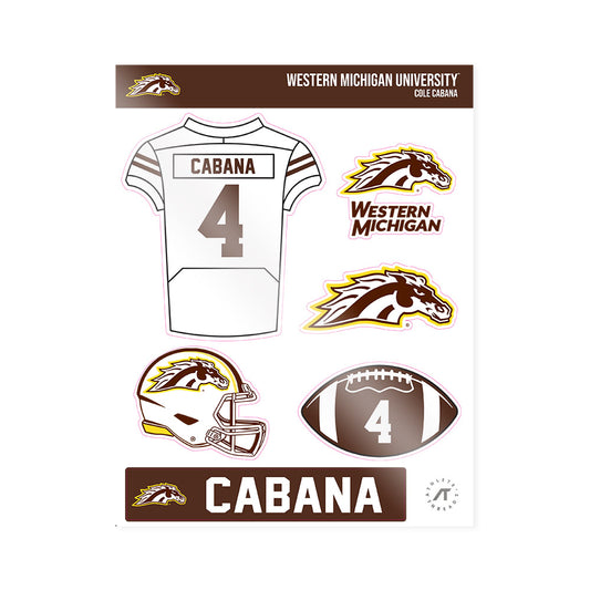 Western Michigan - NCAA Football : Cole Cabana - Sticker Sheet-0
