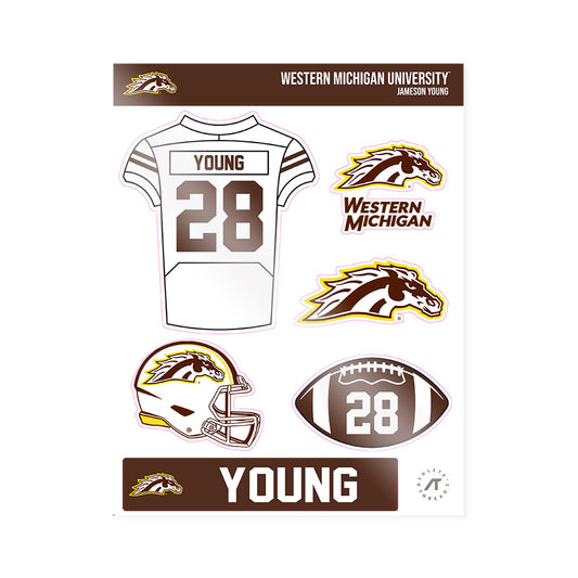 Western Michigan - NCAA Football : Jameson Young - Sticker Sheet-0