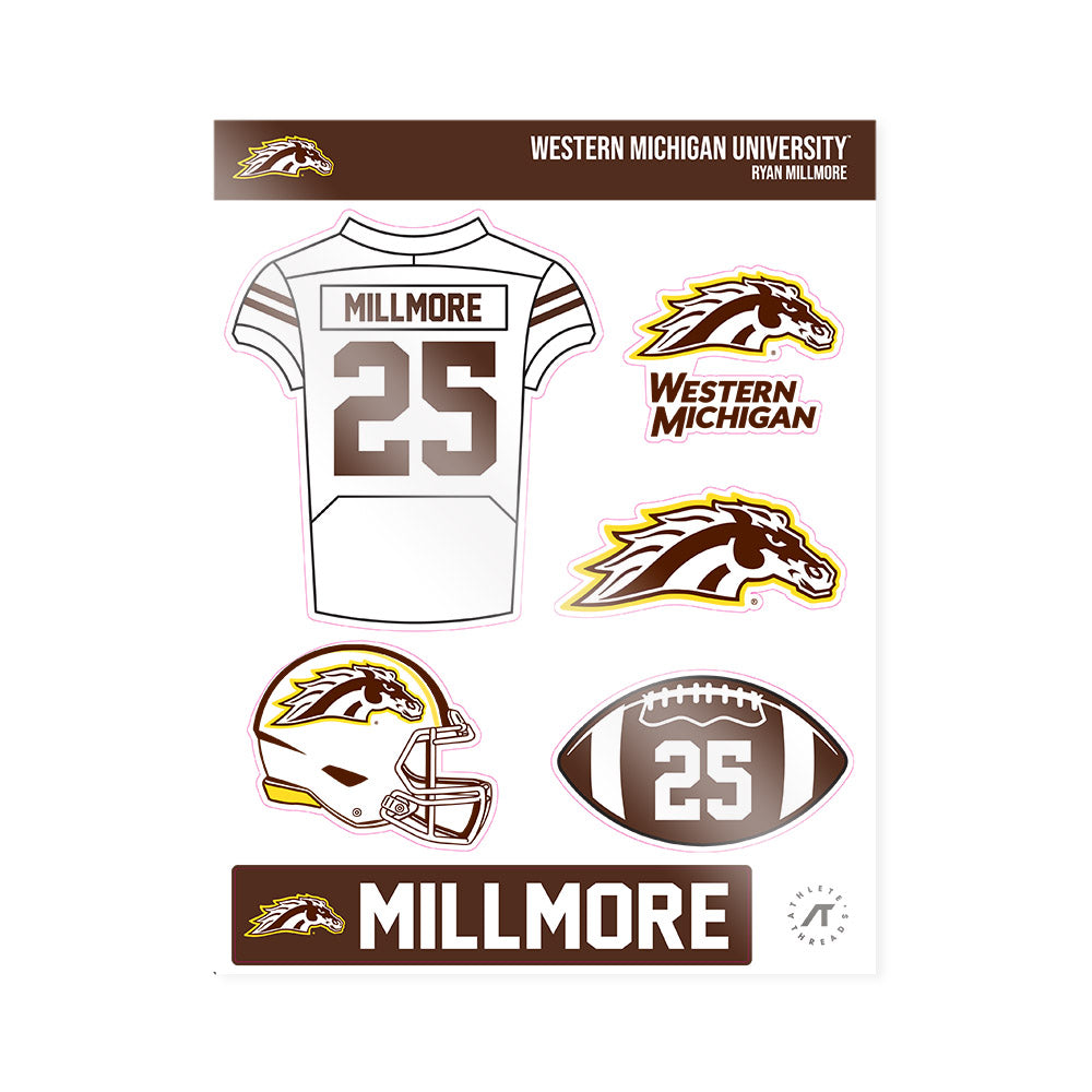 Western Michigan - NCAA Football : Ryan Millmore - Sticker Sheet-0