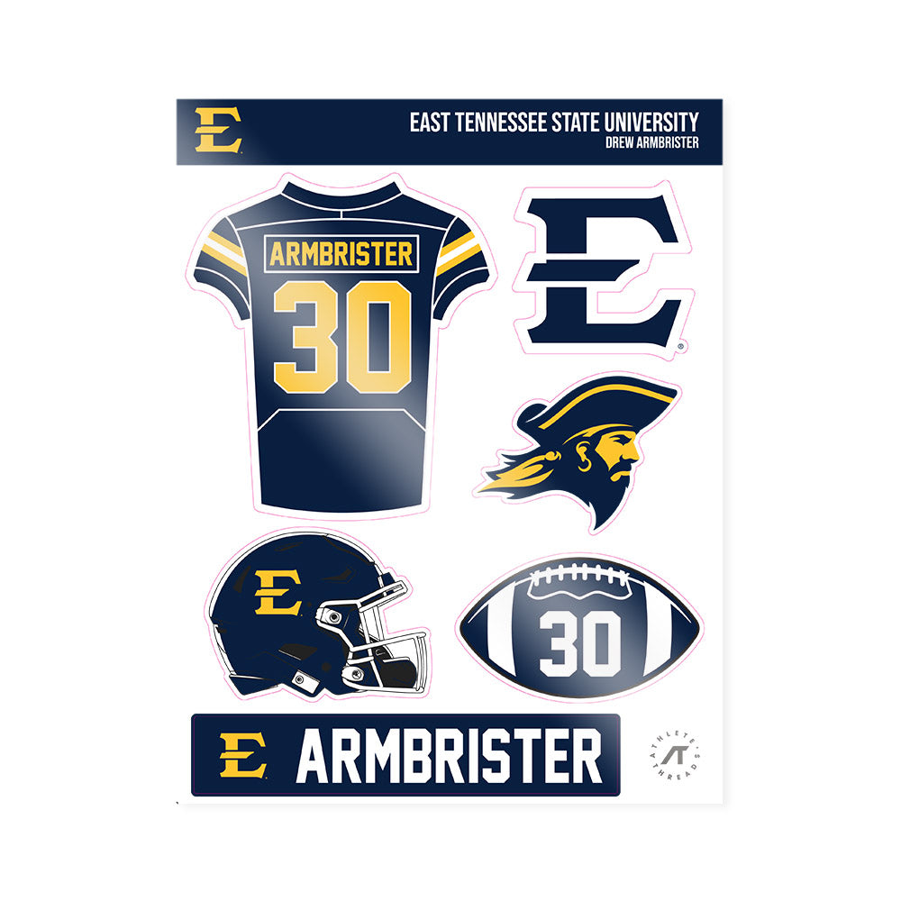 East Tennessee State - NCAA Football : Drew Armbrister - Sticker Sheet-0