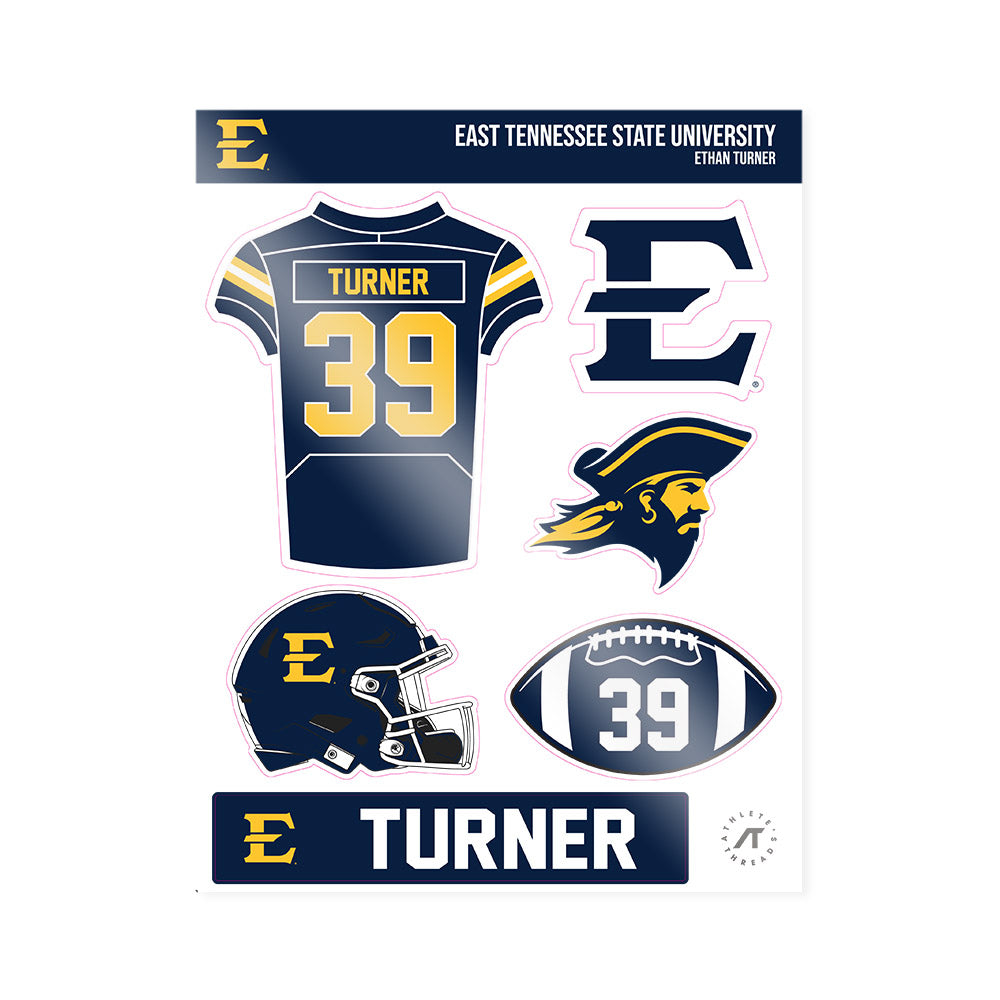 East Tennessee State - NCAA Football : Ethan Turner - Sticker Sheet-0
