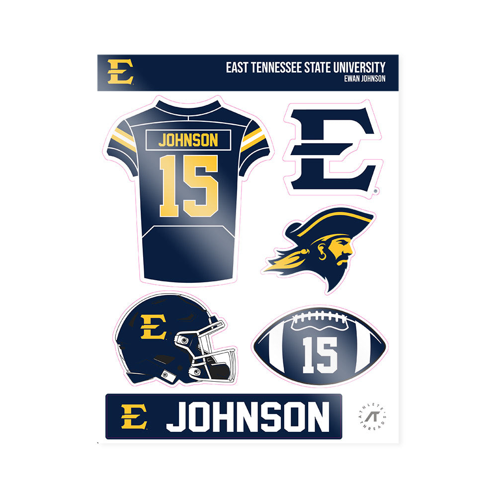 East Tennessee State - NCAA Football : Ewan Johnson - Sticker Sheet-0