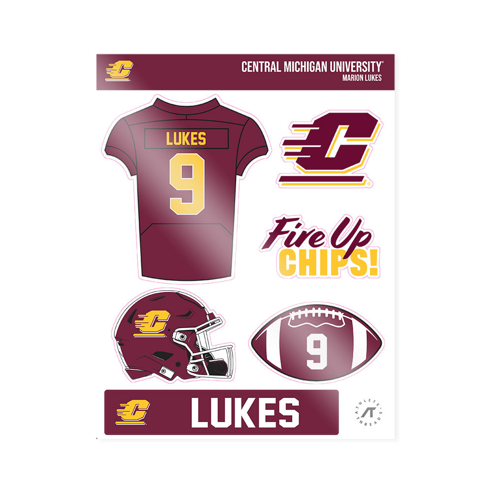 Central Michigan - NCAA Football : Marion Lukes - Sticker Sheet-0