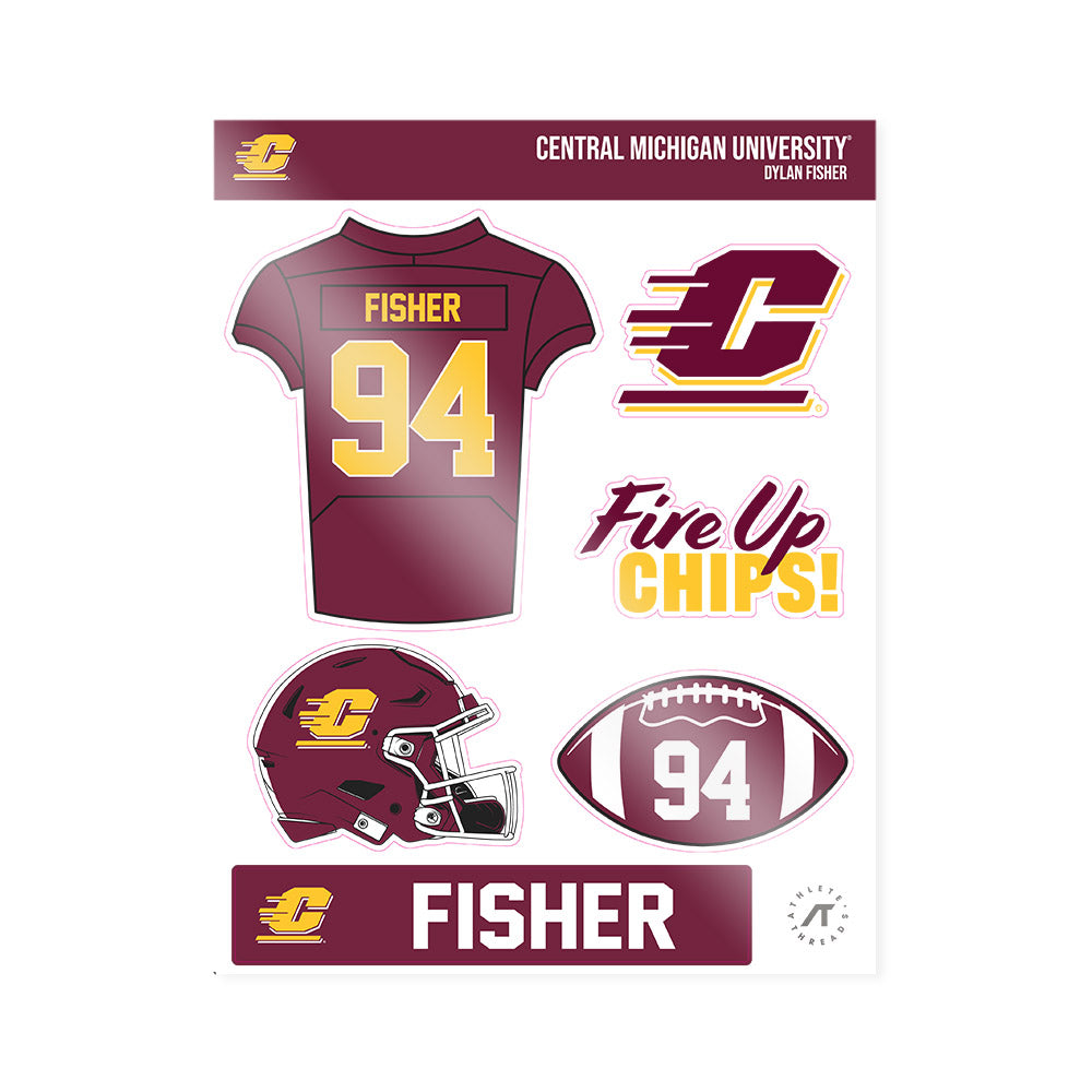 Central Michigan - NCAA Football : Dylan Fisher - Sticker Sheet-0