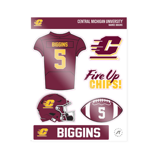 Central Michigan - NCAA Football : Nahree Biggins - Sticker Sheet-0